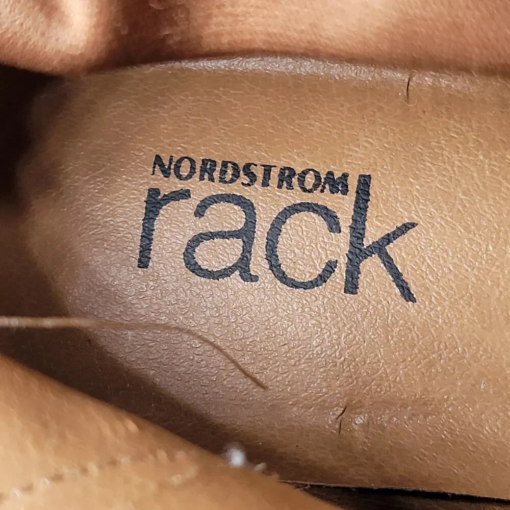 Nordstrom‎ Rack Tan Suede Square Toe Block Heel Knee High Boots Women Size 5